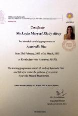 Certificación en Nutrición Ayurvedica, Kerala, India.