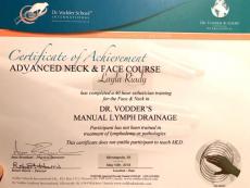 Certificación Drenaje Linfático Facial, Nivel Avanzado, Dr. Vodder Akademie.